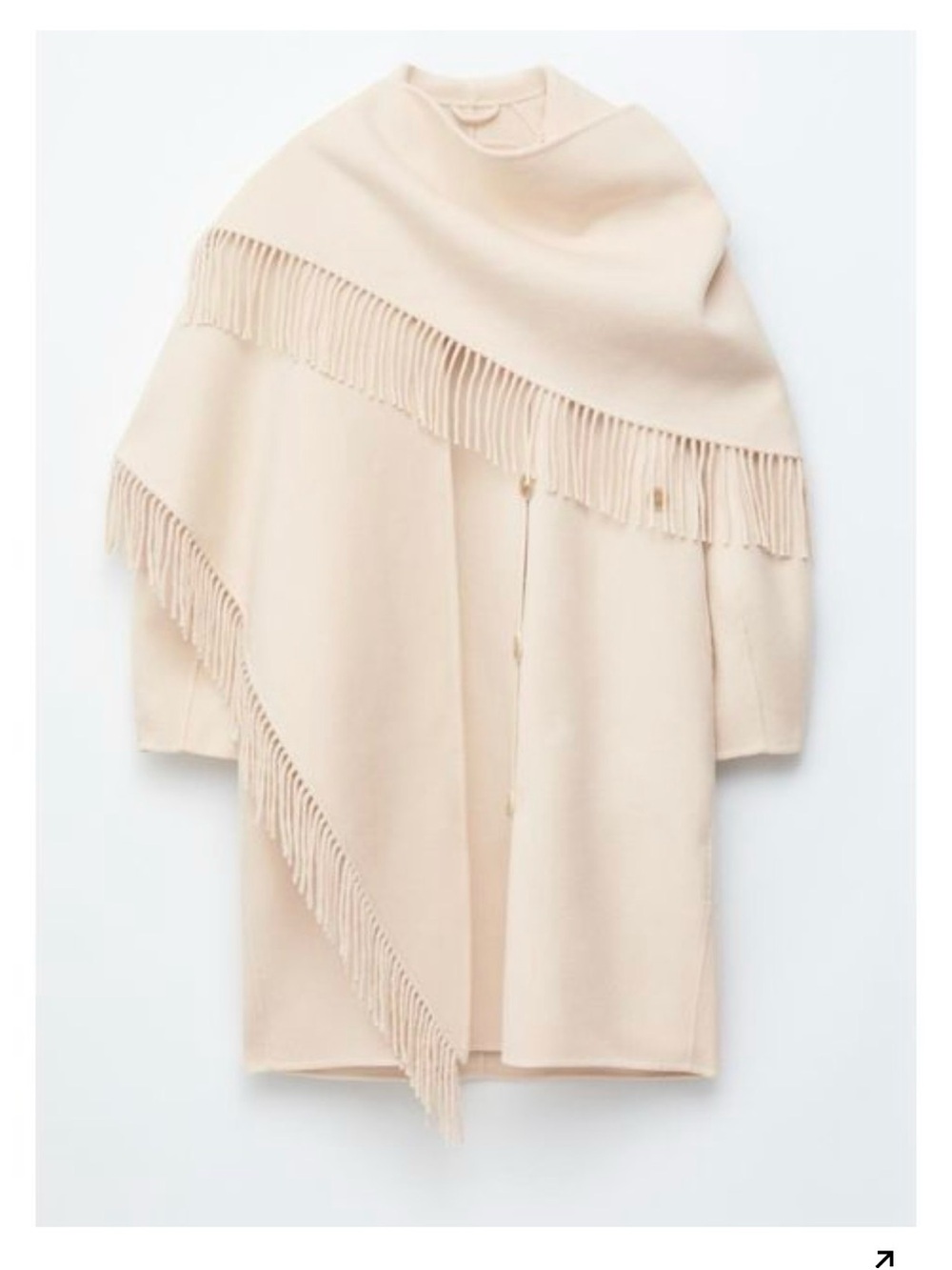 & Other Stories Cream Fringe Shawl-Collar Sweater Coat